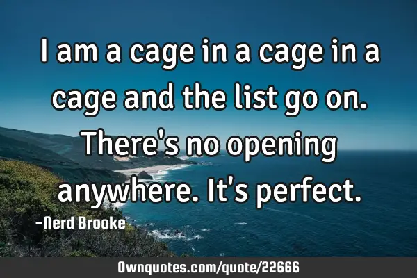 I am a cage in a cage in a cage and the list go on. There