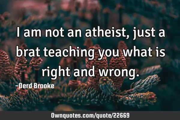 I am not an atheist, just a brat teaching you what is right and