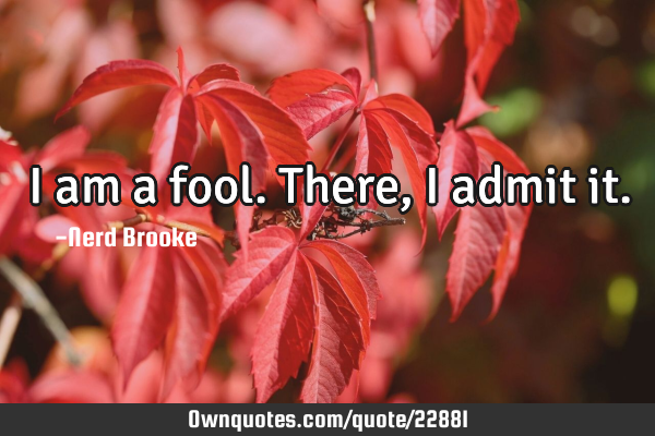 I am a fool. There, I admit
