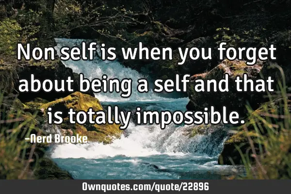 Non self is when you forget about being a self and that is totally