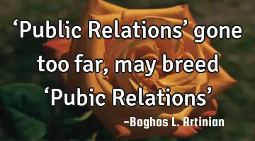 ‘Public Relations’ gone too far, may breed ‘Pubic Relations’