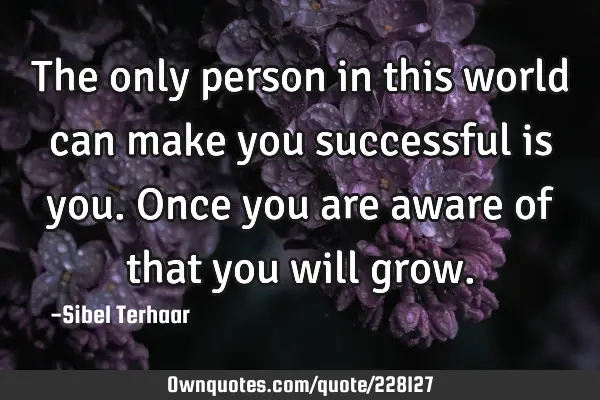 The only person in this world can make you successful is you. 

Once you are aware of that you