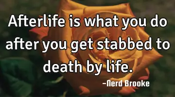 Afterlife is what you do after you get stabbed to death by life.