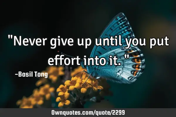 "Never give up until you put effort into it."