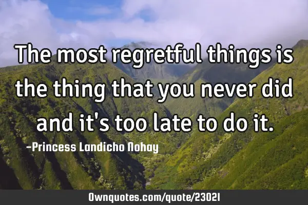 The most regretful things is the thing that you never did and it