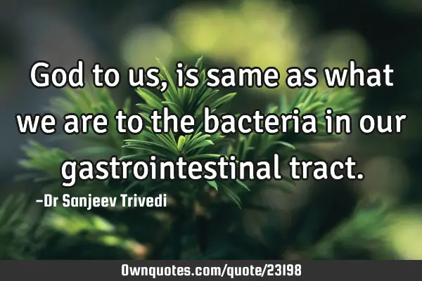 God to us, is same as what we are to the bacteria in our gastrointestinal