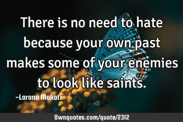 There is no need to hate because your own past makes some of your enemies to look like