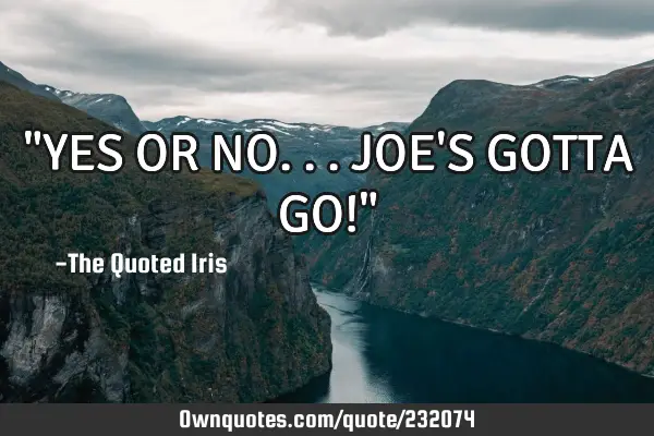 "YES OR NO...JOE