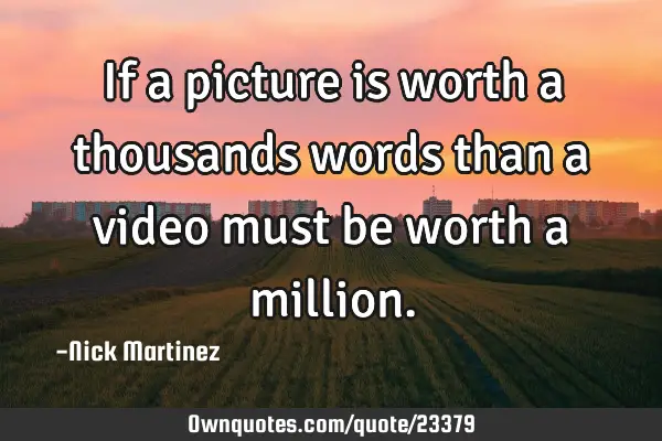 If a picture is worth a thousands words than a video must be worth a
