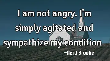 I am not angry. I'm simply agitated and sympathize my condition.