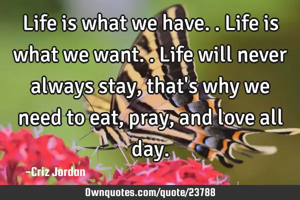 Life is what we have.. Life is what we want.. Life will never always stay,  that