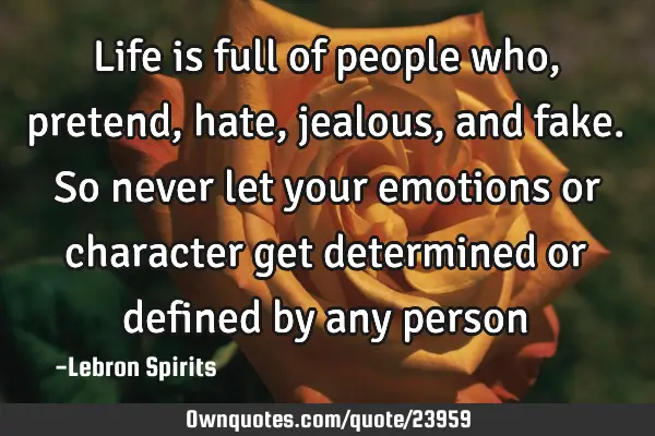 Life is full of people who, pretend, hate, jealous, and fake. So never let your emotions or