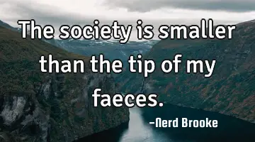 The society is smaller than the tip of my faeces.