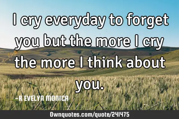 I cry everyday to forget you but the more i cry the more i think about