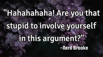 ''Hahahahaha! Are you that stupid to involve yourself in this argument?''