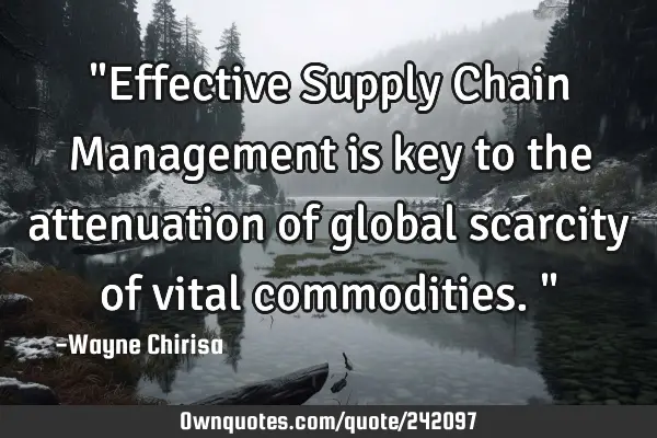 "Effective Supply Chain Management is key to the attenuation of global scarcity of vital