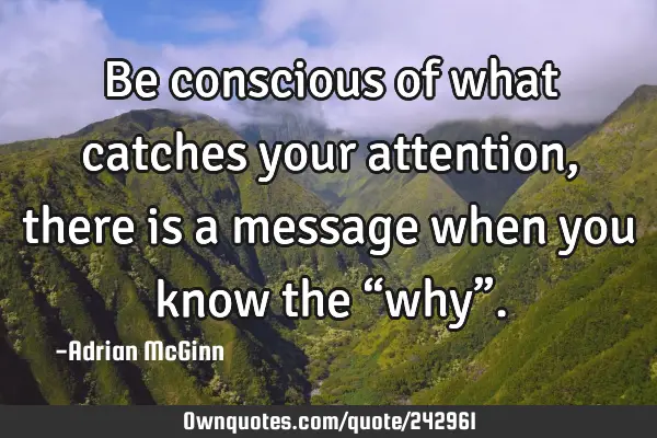 Be conscious of what catches your attention, there is a message when you know the “why”