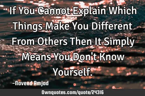 If You Cannot Explain Which Things Make You Different From Others Then It Simply Means You Don