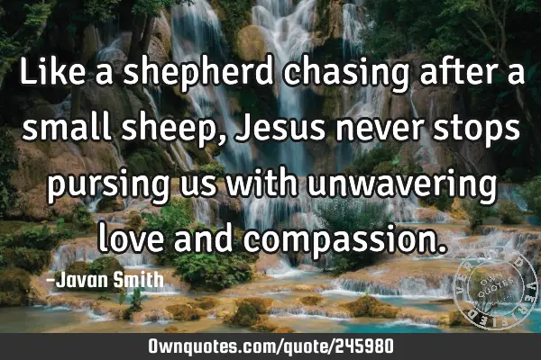 Like a shepherd chasing after a small sheep, Jesus never stops pursing us with unwavering love and