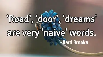'Road', 'door', 'dreams' are very 'naive' words.