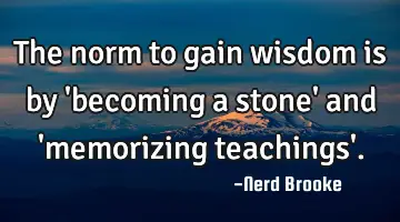 The norm to gain wisdom is by 'becoming a stone' and 'memorizing teachings'.