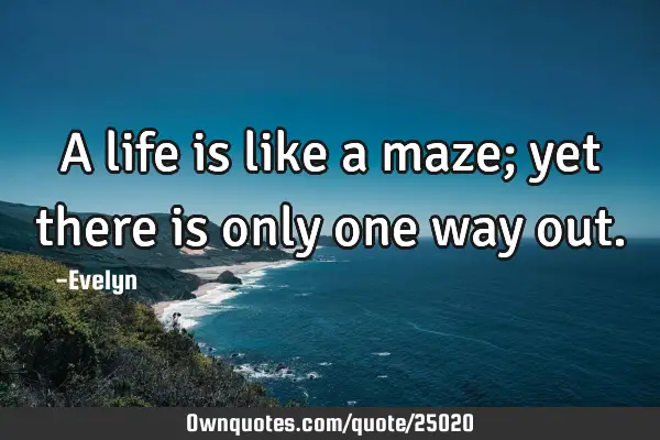 A life is like a maze; yet there is only one way