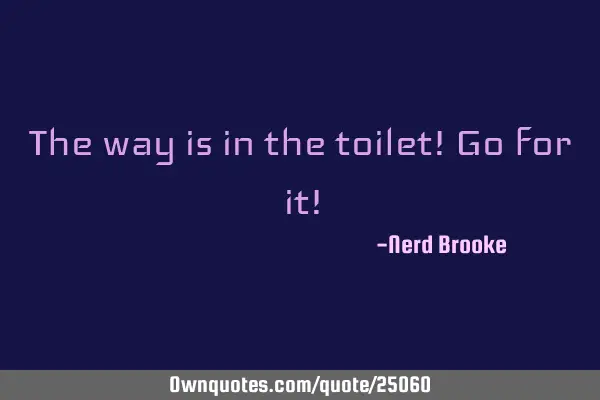 The way is in the toilet! Go for it!