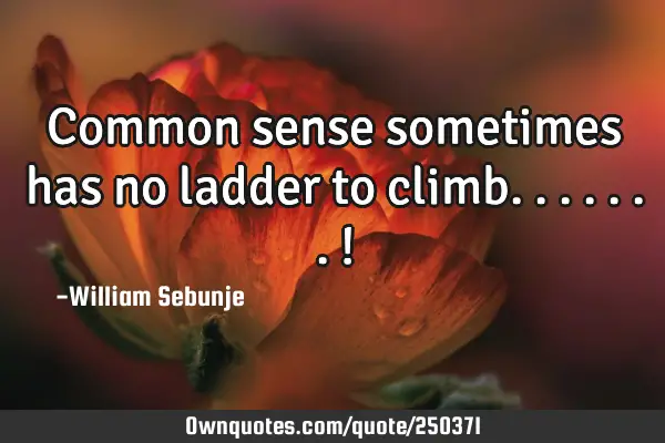 Common sense sometimes has no ladder to climb.......!