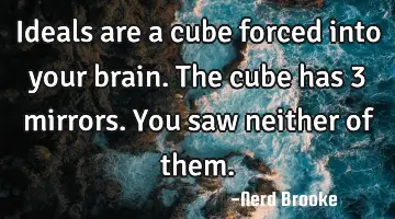 Ideals are a cube forced into your brain. The cube has 3 mirrors. You saw neither of them.
