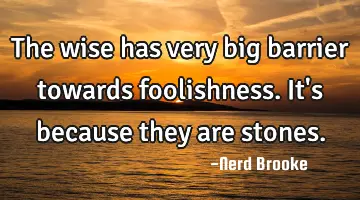The wise has very big barrier towards foolishness. It's because they are stones.