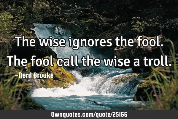The wise ignores the fool. The fool call the wise a