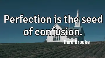 Perfection is the seed of confusion.
