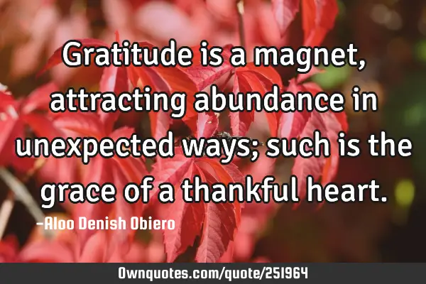 Gratitude is a magnet, attracting abundance in unexpected ways; such is the grace of a thankful
