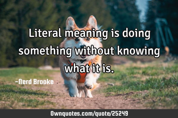 Literal meaning is doing something without knowing what it
