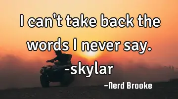 I can't take back the words I never say. -skylar