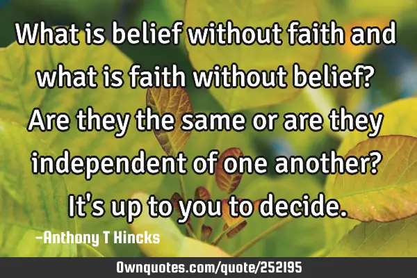 What is belief without faith and what is faith without belief? Are they the same or are they