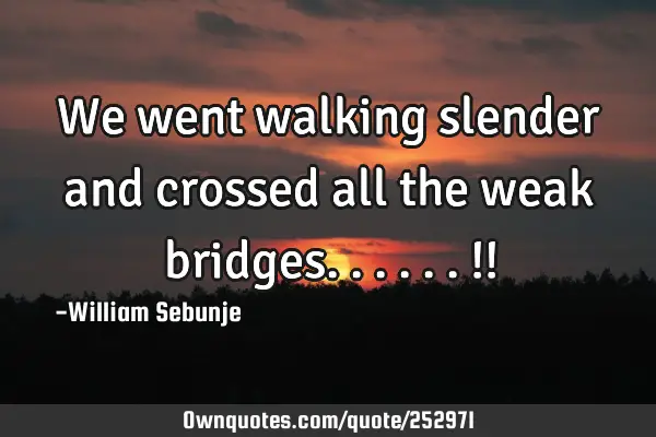 We went walking slender and crossed all the weak bridges......!!