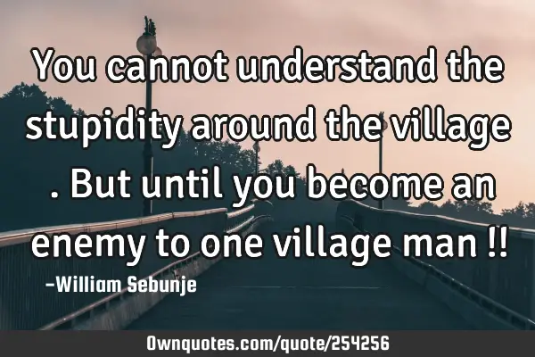 You cannot understand the stupidity around the village ….but until you become an enemy to one