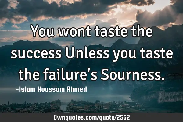 You wont taste the success Unless you taste the failure