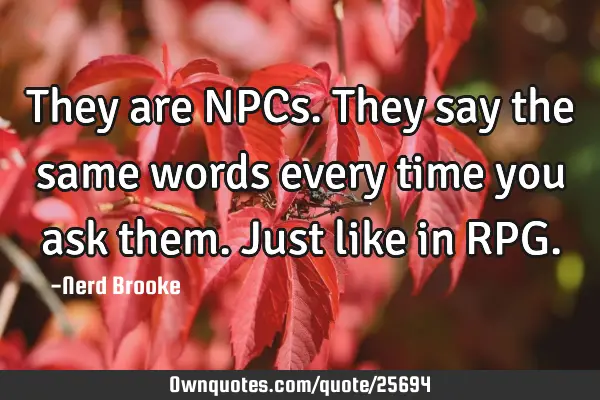 They are NPCs. They say the same words every time you ask them. Just like in RPG