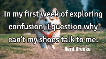 In my first week of exploring confusion, I question why can't my shoes talk to me.