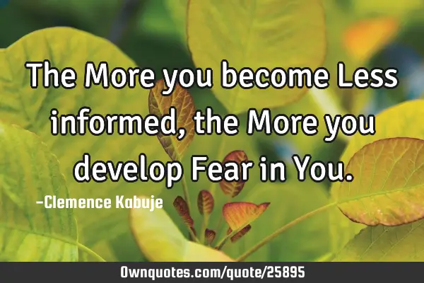 The More you become Less informed, the More you develop Fear in Y