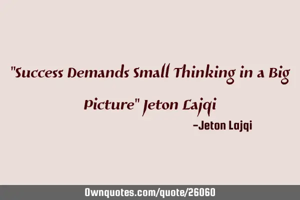 "Success Demands Small Thinking in a Big Picture" Jeton L