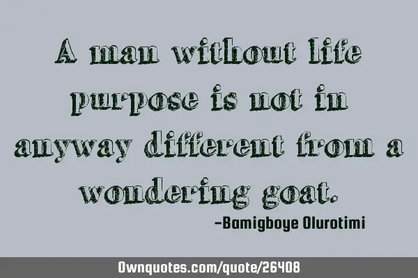 A man without life purpose is not in anyway different from a wondering