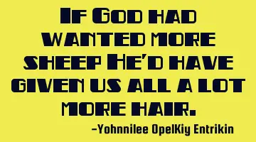 If God had wanted more sheep He'd have given us all a lot more hair.