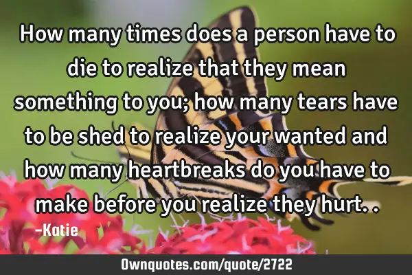 How many times does a person have to die to realize that they mean something to you; how many tears