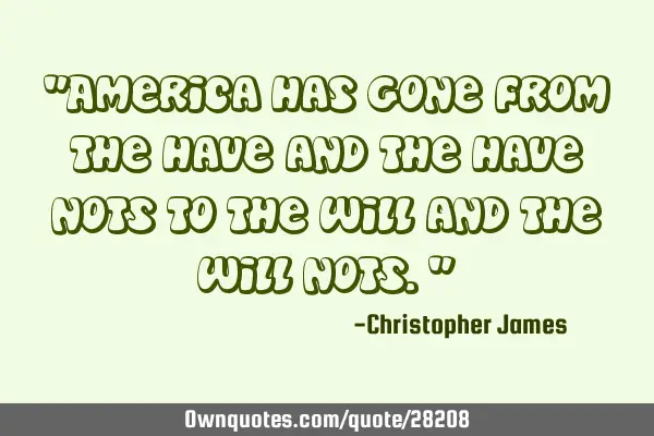 "America has gone from the have and the have nots to the will and the will nots."