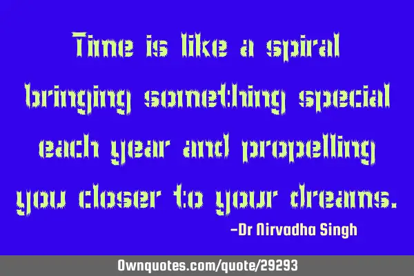 Time is like a spiral bringing something special each year and propelling you closer to your
