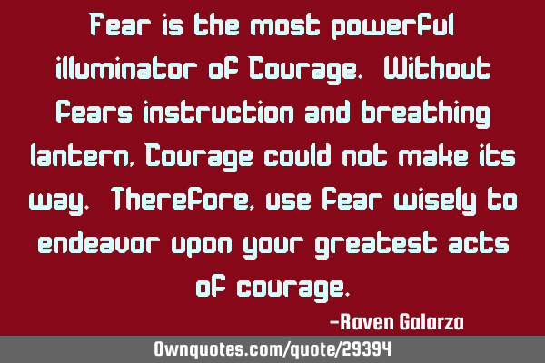 Fear is the most powerful illuminator of Courage. Without fears instruction and breathing lantern, C