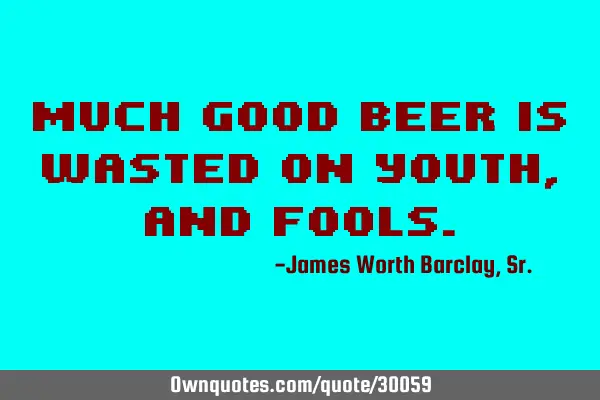 Much good beer is wasted on youth, and